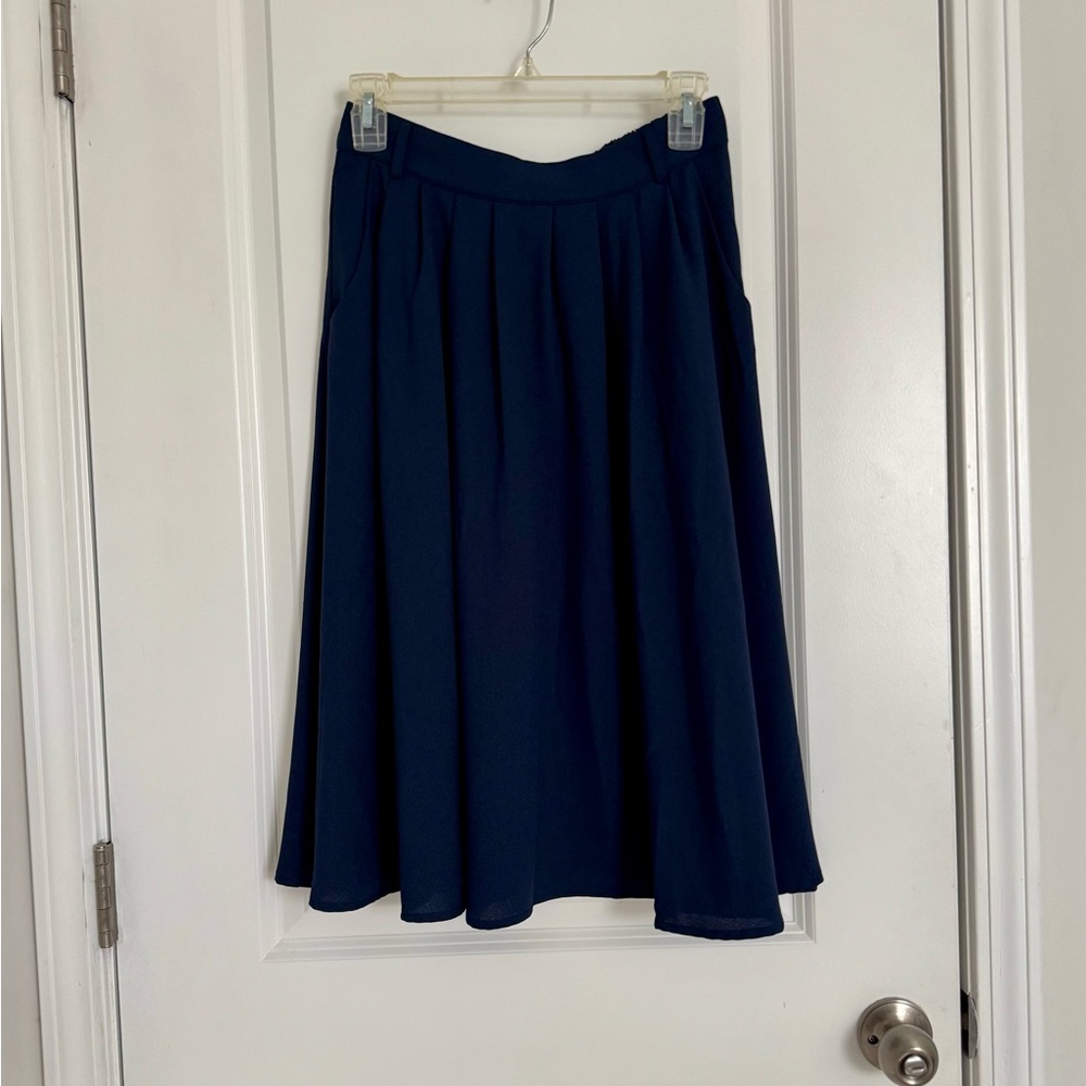 ModCloth Navy Blue Breathtaking Tiger Lilies Skirt